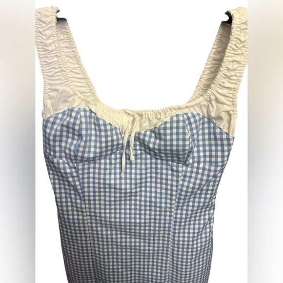 Zara combination gingham dress Blue - Picture 5 of 8